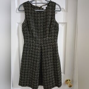 Elegant Black and Gold Tweed Dress